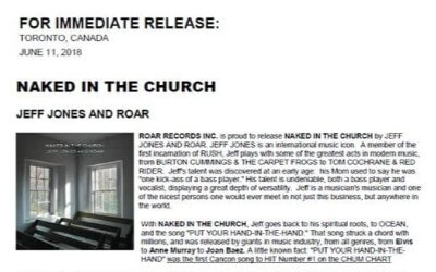 Jeff Jones - Naked In The Church Press Release