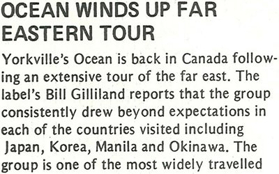 Ocean Winds Up Far Eastern Tour