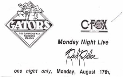 Gators C-Fox Monday Night Live Red Rider